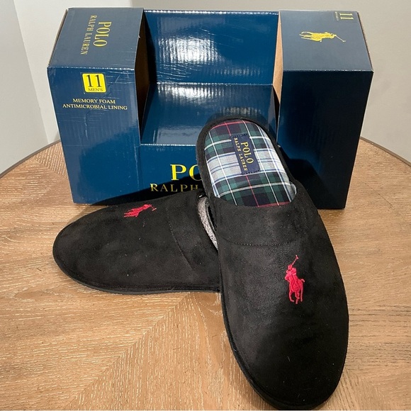 Polo by Ralph Lauren Black and Red Men's Slip-Ons - Picture 5 of 5